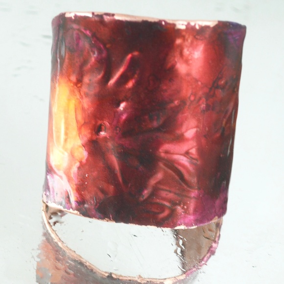 Pink Purple Patina Lily Copper Wide Cuff Bracelet - Picture 5 of 8